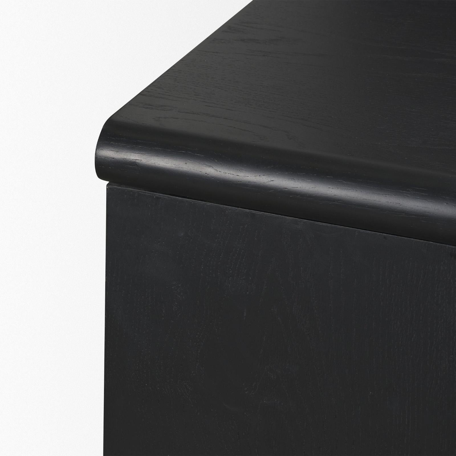 Mercana Rowan Black Oak Wood Closed 4 Door Sideboard
