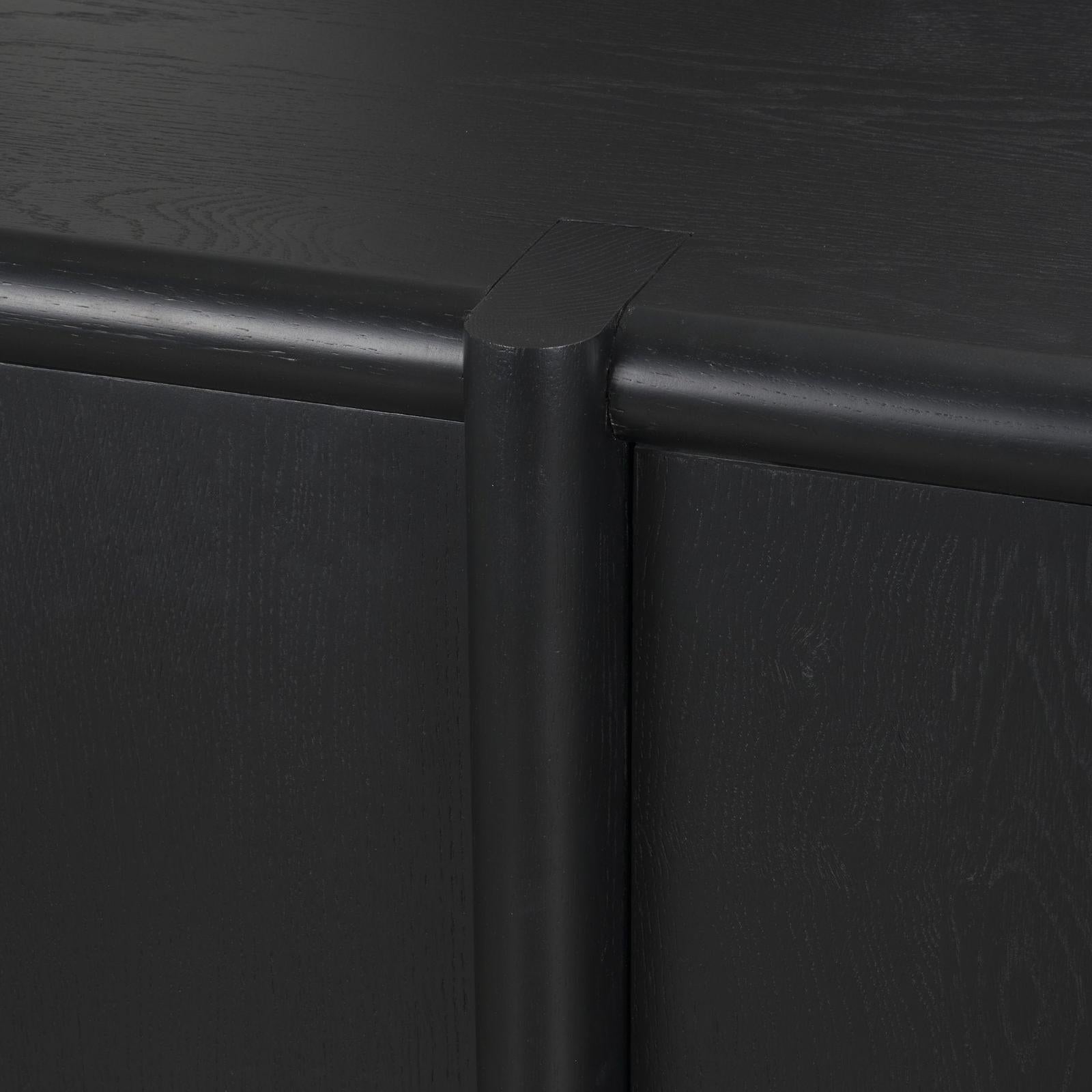 Mercana Rowan Black Oak Wood Closed 4 Door Sideboard