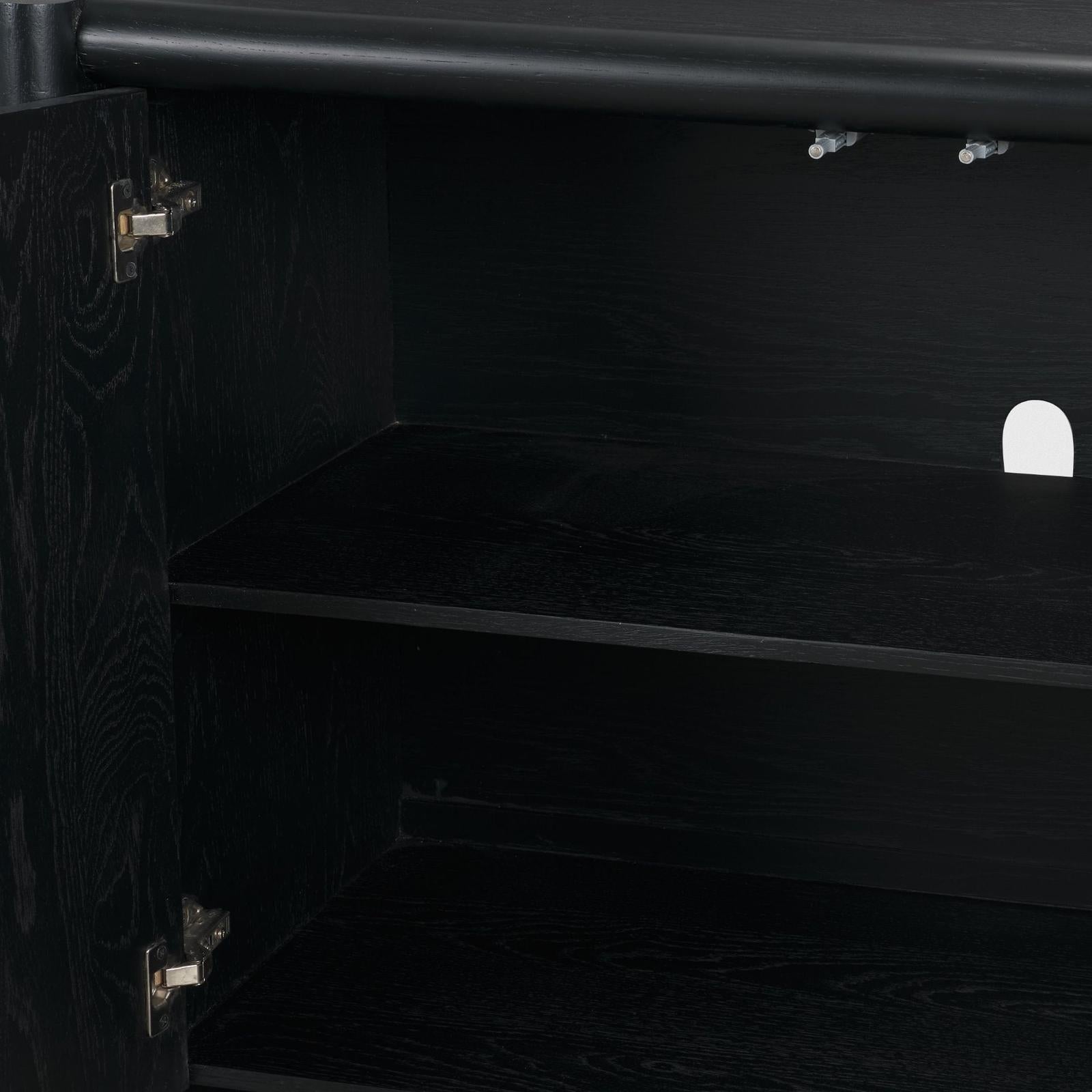 Mercana Rowan Black Oak Wood Closed 4 Door Sideboard