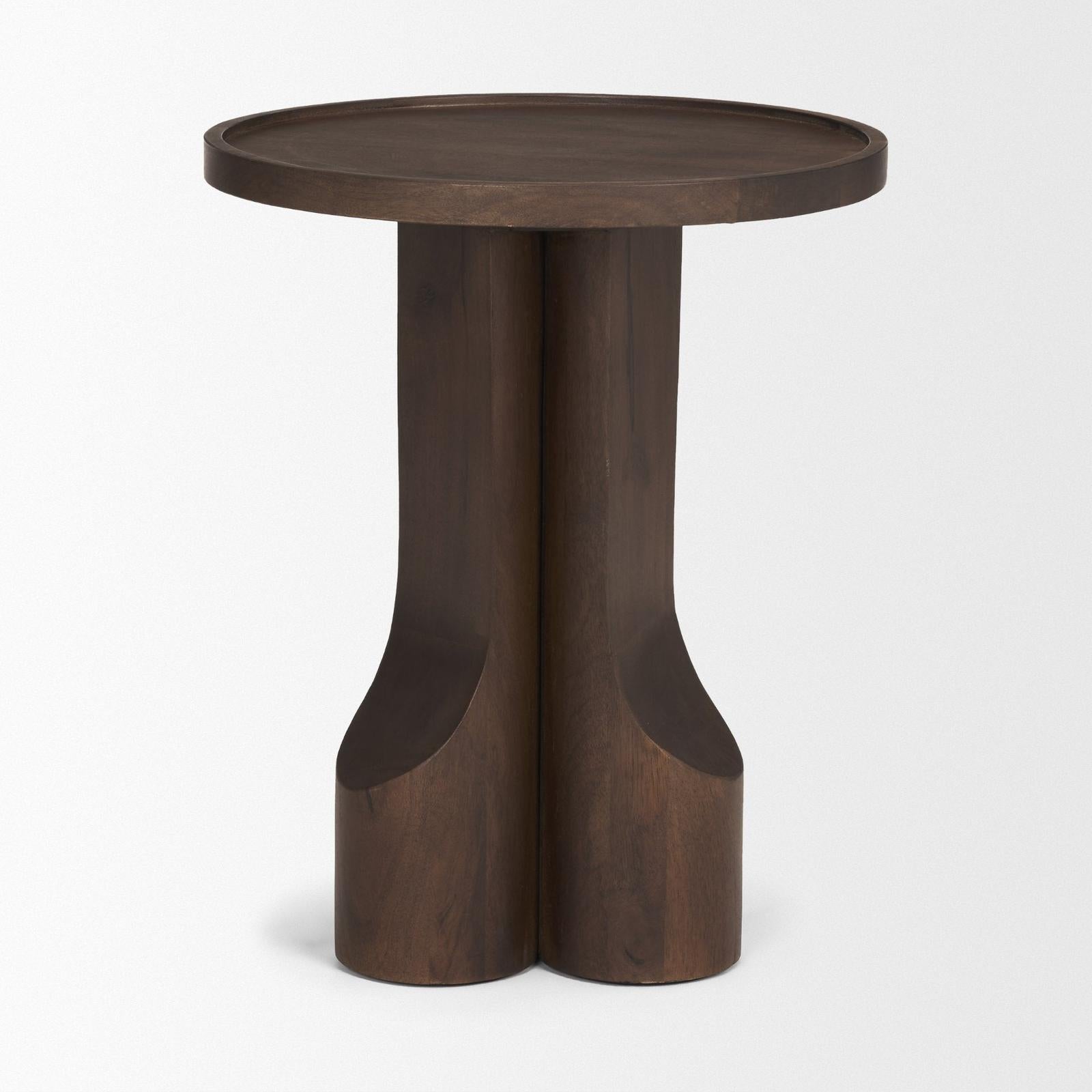 Mercana Cayson Dark Brown Sculptural Round Accent Table