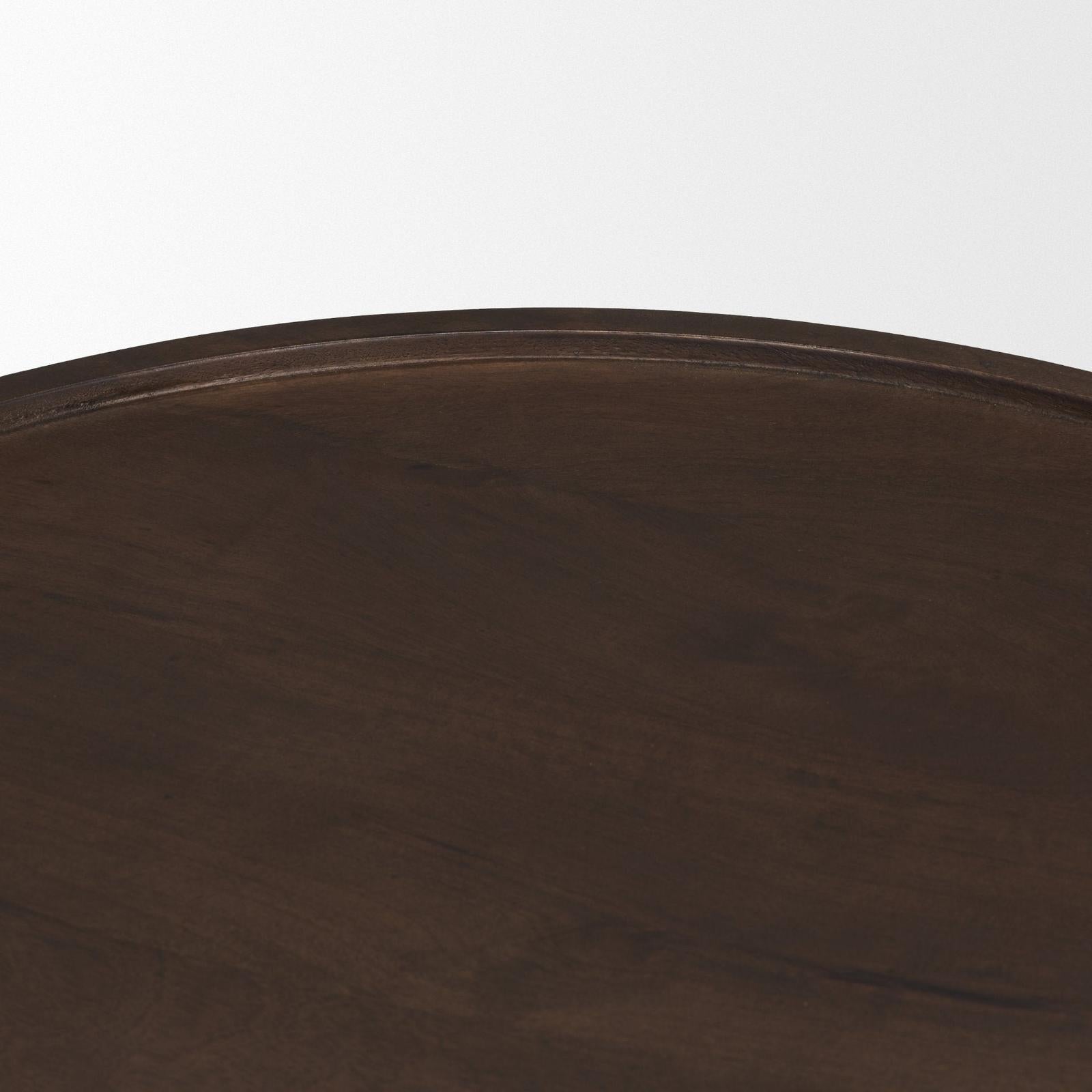 Mercana Cayson Dark Brown Sculptural Round Accent Table