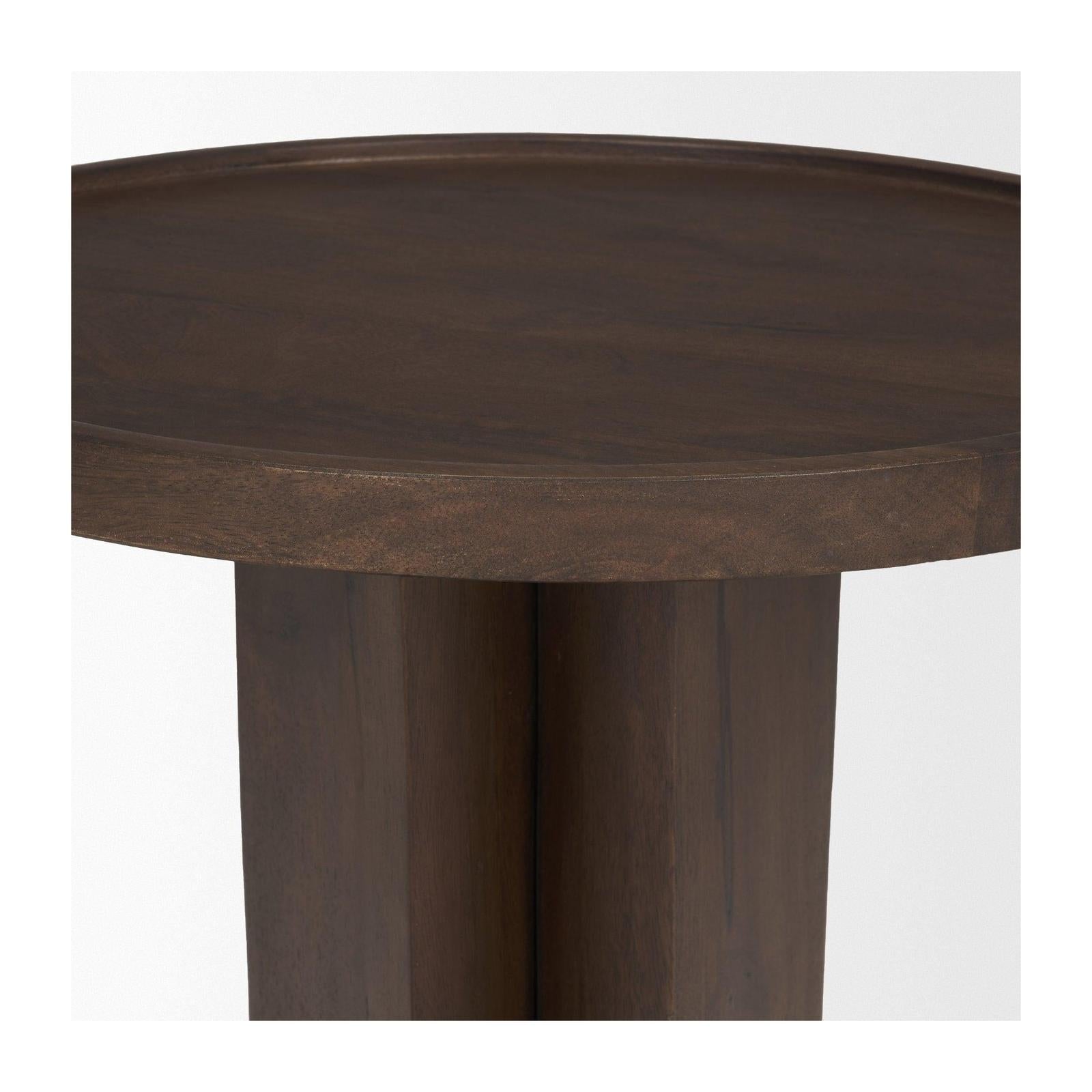Mercana Cayson Dark Brown Sculptural Round Accent Table
