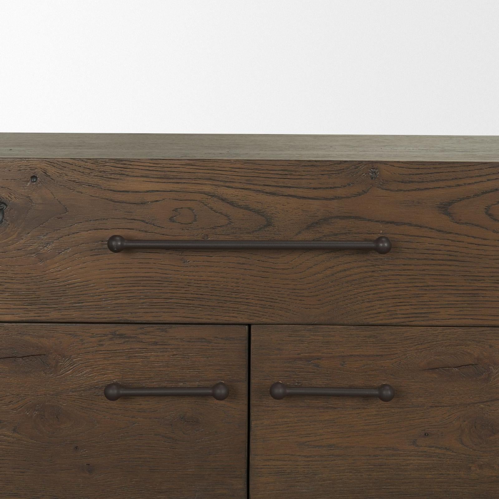 Mercana Belford 2-Door Open Dark Brown Oak Wood Shelving Unit