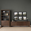 Mercana Belford 2-Door Open Dark Brown Oak Wood Shelving Unit