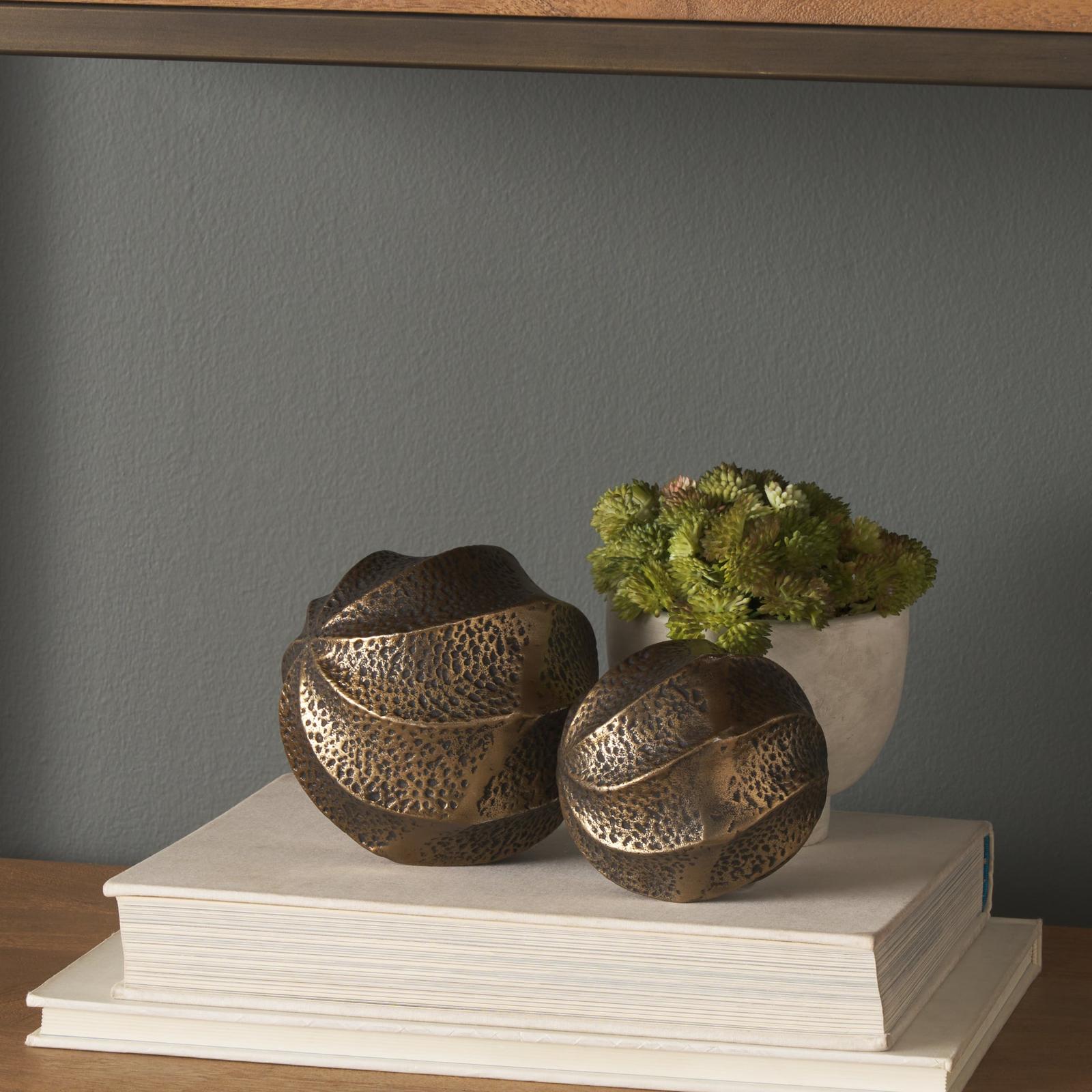 Mercana Imani Small Sculptural Textured Metal Decorative Orb Object
