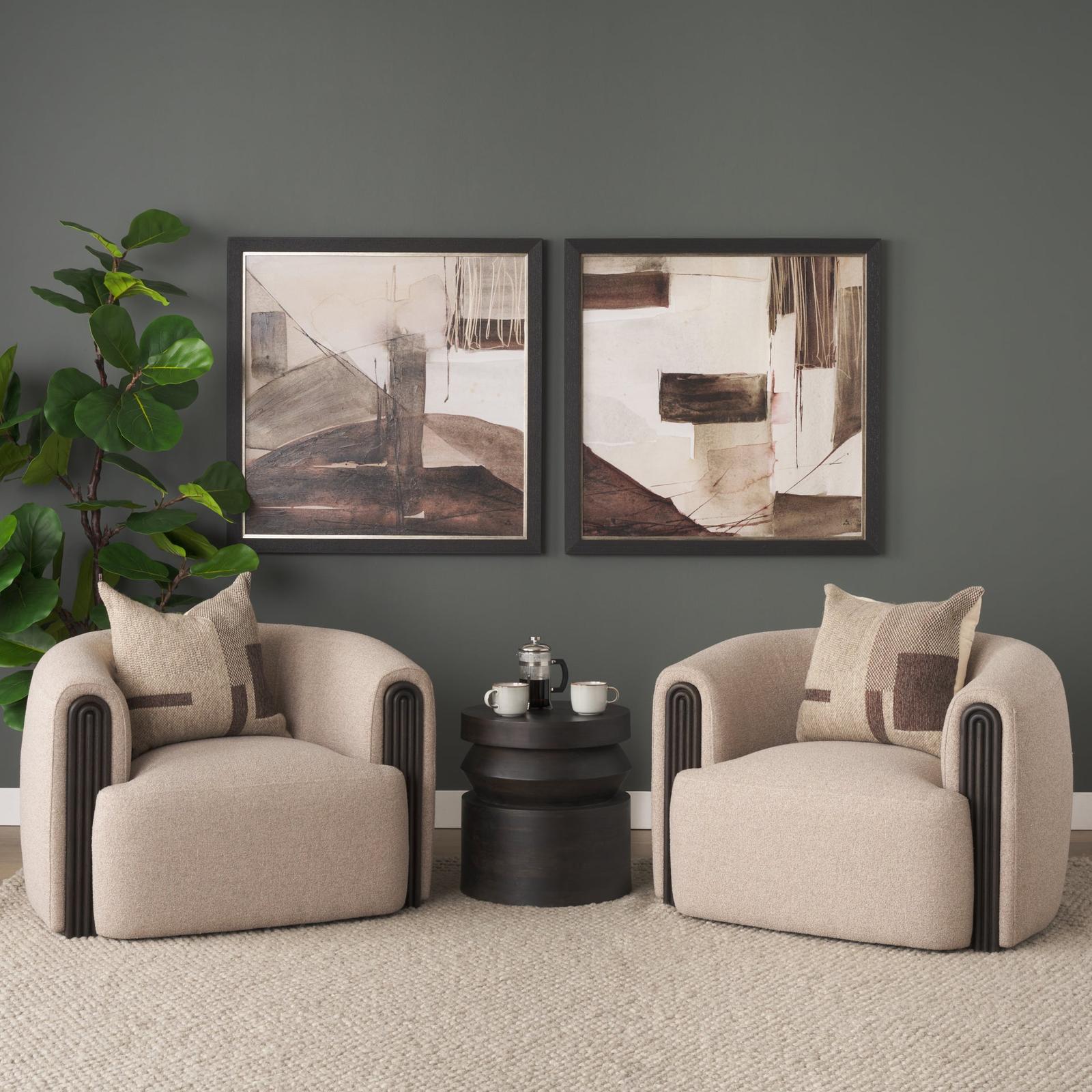 Mercana Kornelia Textured Mushroom Fabric Barrel Accent Chair