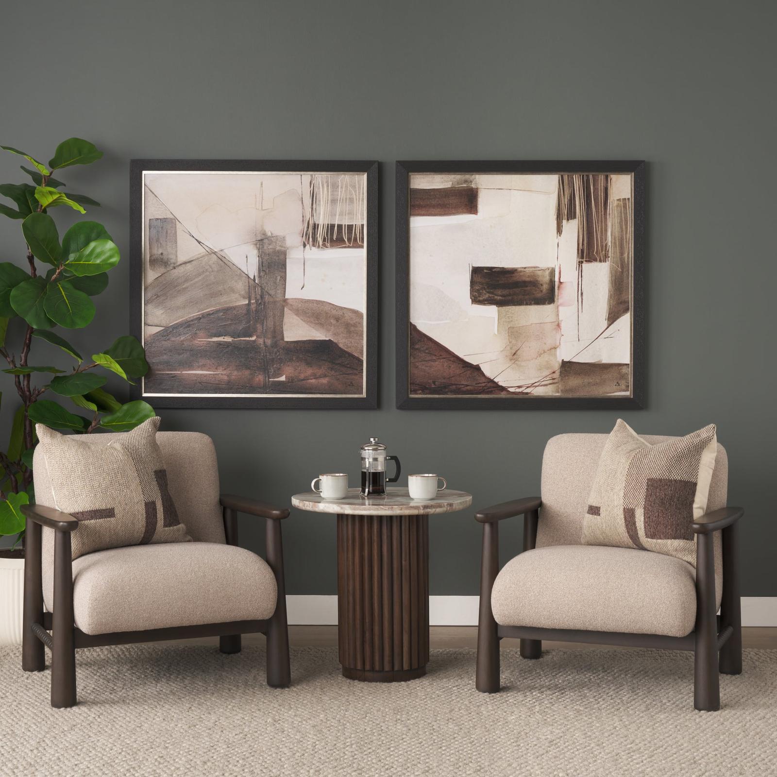 Mercana Willmar Textured Mushroom Gray Fabric Espresso Brown Wood Accent Lounge Chair