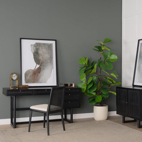 Mercana Grier Solid Wood W/ Black Cane Office Desk