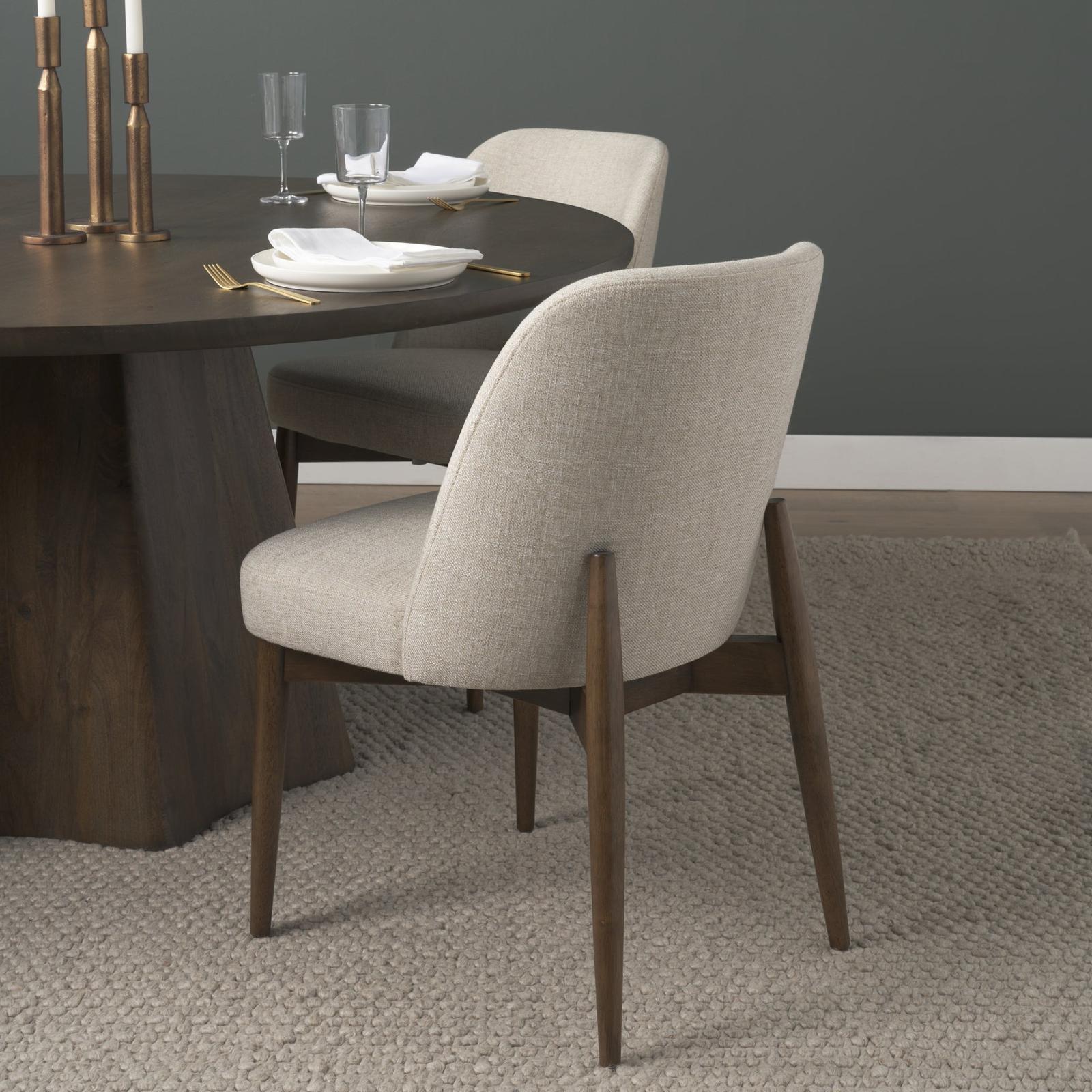 Mercana Abbie Curved Back Oatmeal Fabric Armless Dining Chair