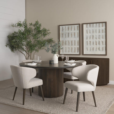 Mercana Terra Dark Brown Wood Round Fluted Dining Table