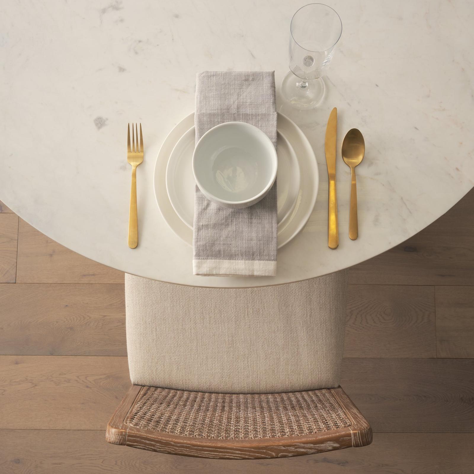 Mercana Clara Fabric Seat and Cane Back Armless Dining Chair