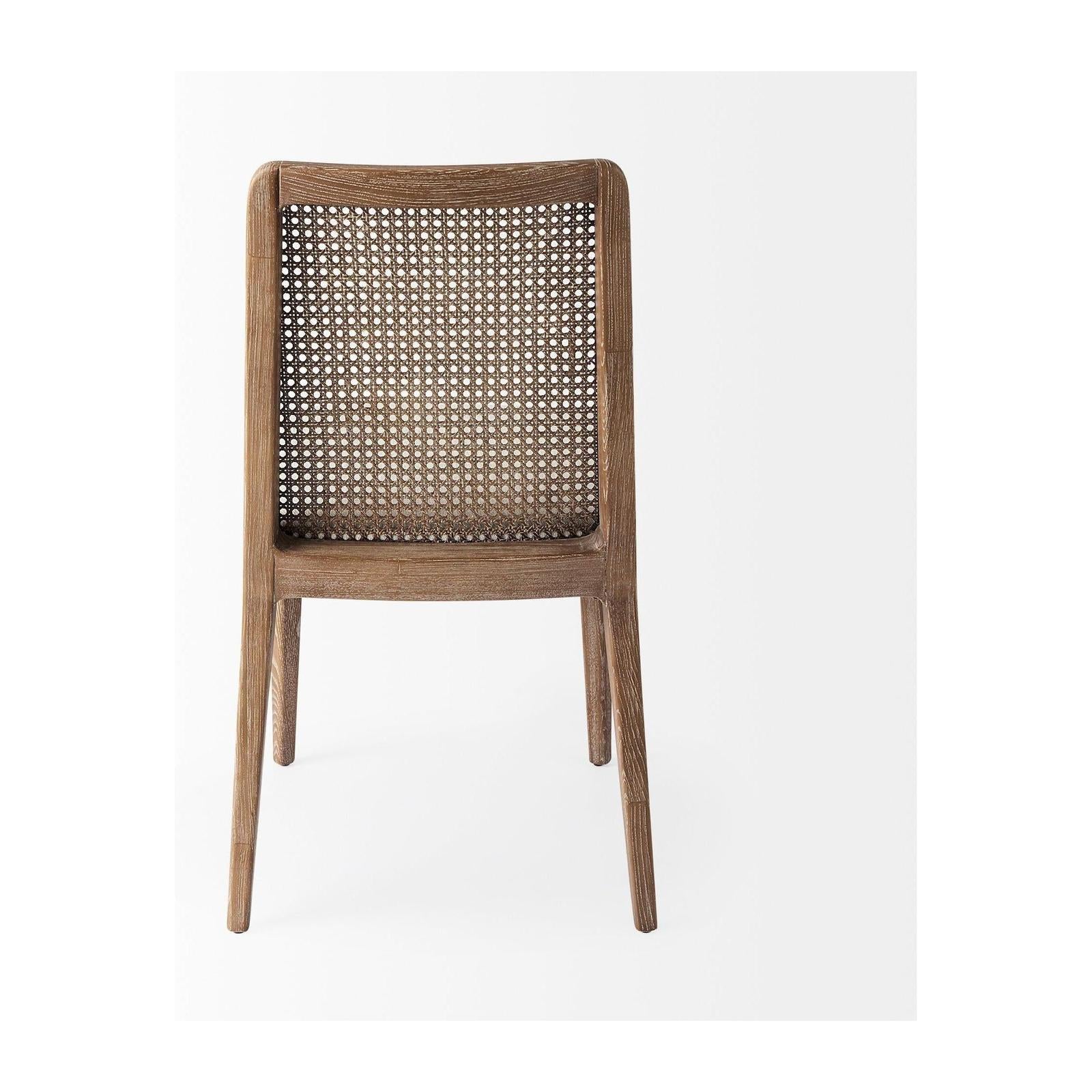 Mercana Clara Fabric Seat and Cane Back Armless Dining Chair