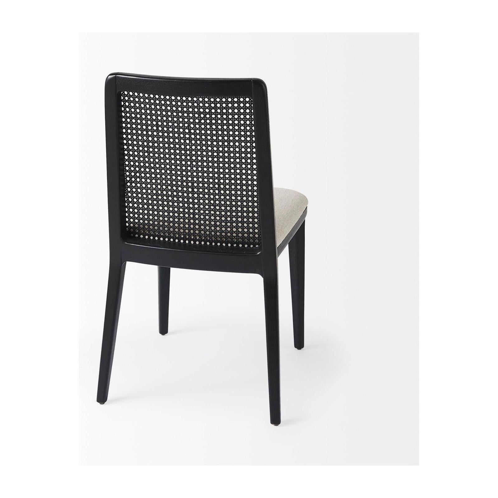 Mercana Clara Fabric Seat and Cane Back Armless Dining Chair