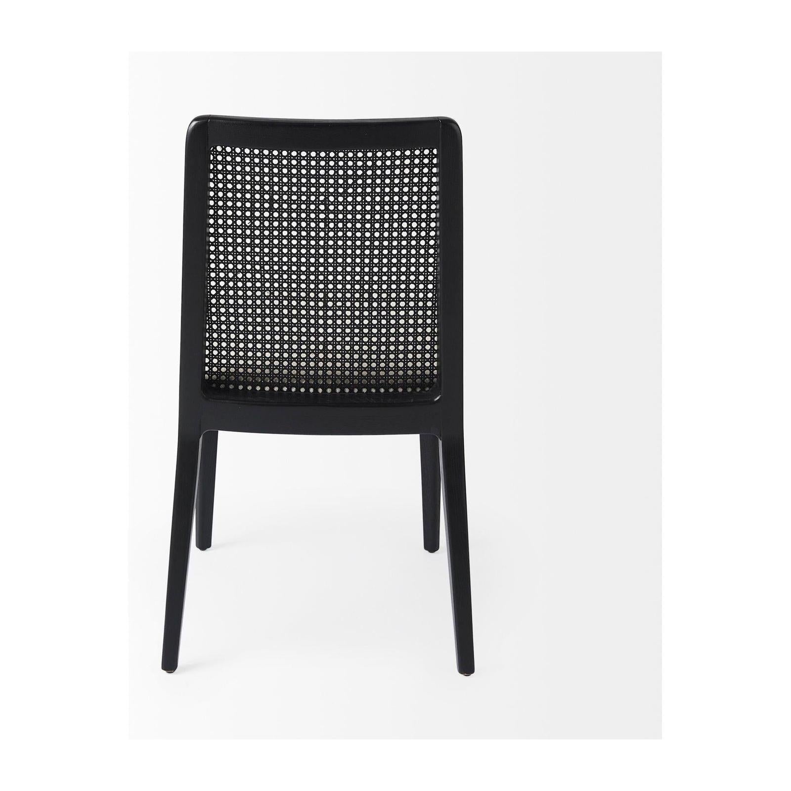Mercana Clara Fabric Seat and Cane Back Armless Dining Chair