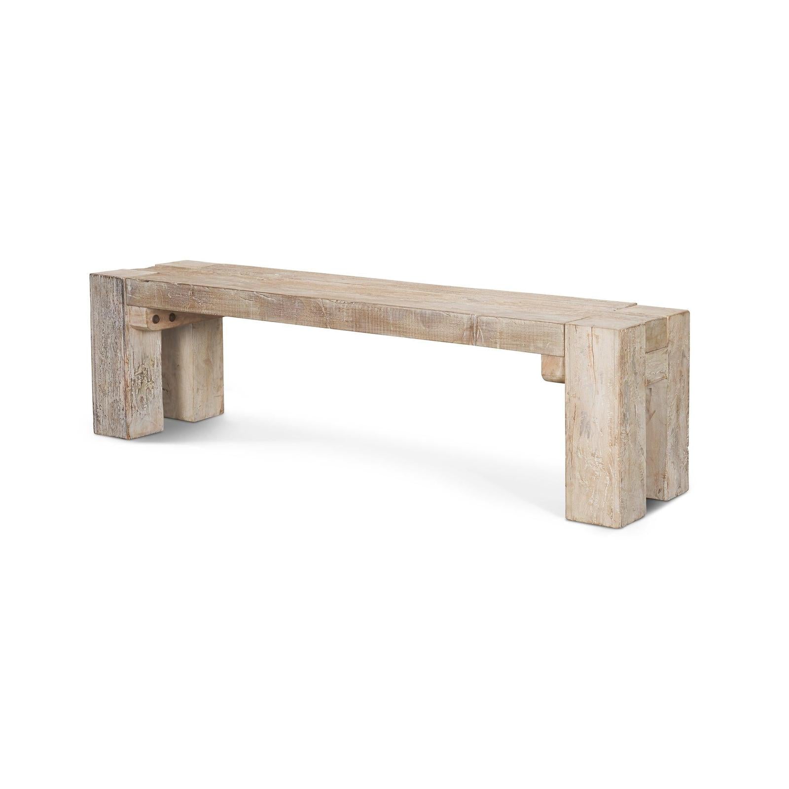 Mercana McArthur Whitewash Reclaimed Wood Bench TOP