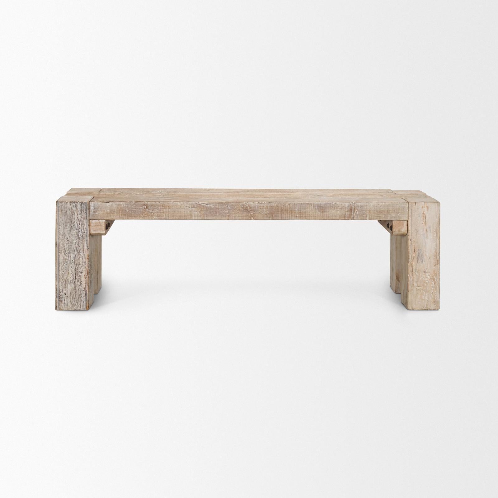 Mercana McArthur Whitewash Reclaimed Wood Bench TOP