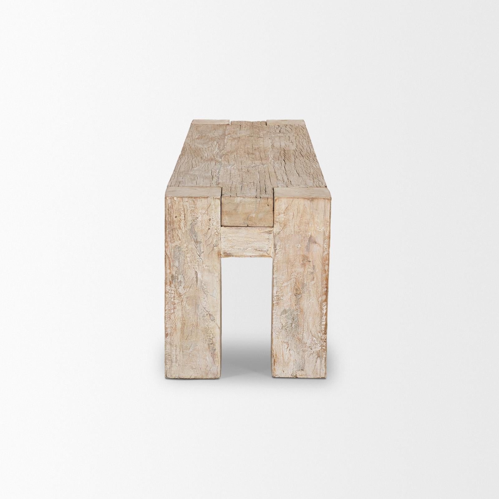 Mercana McArthur Whitewash Reclaimed Wood Bench TOP