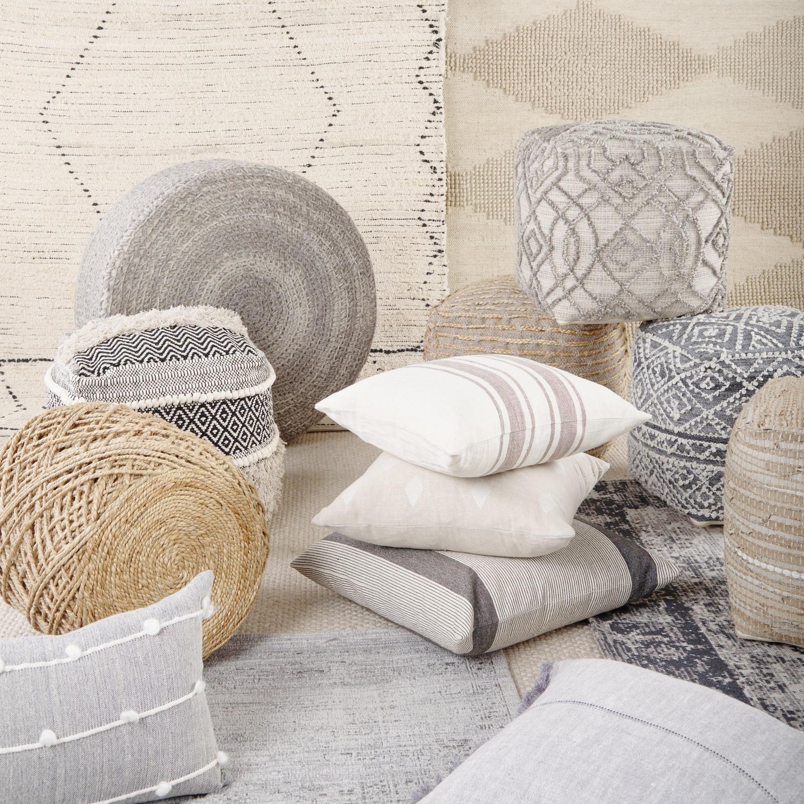 Mercana Darika Black/White/Gray Cotton Pouf Clearance