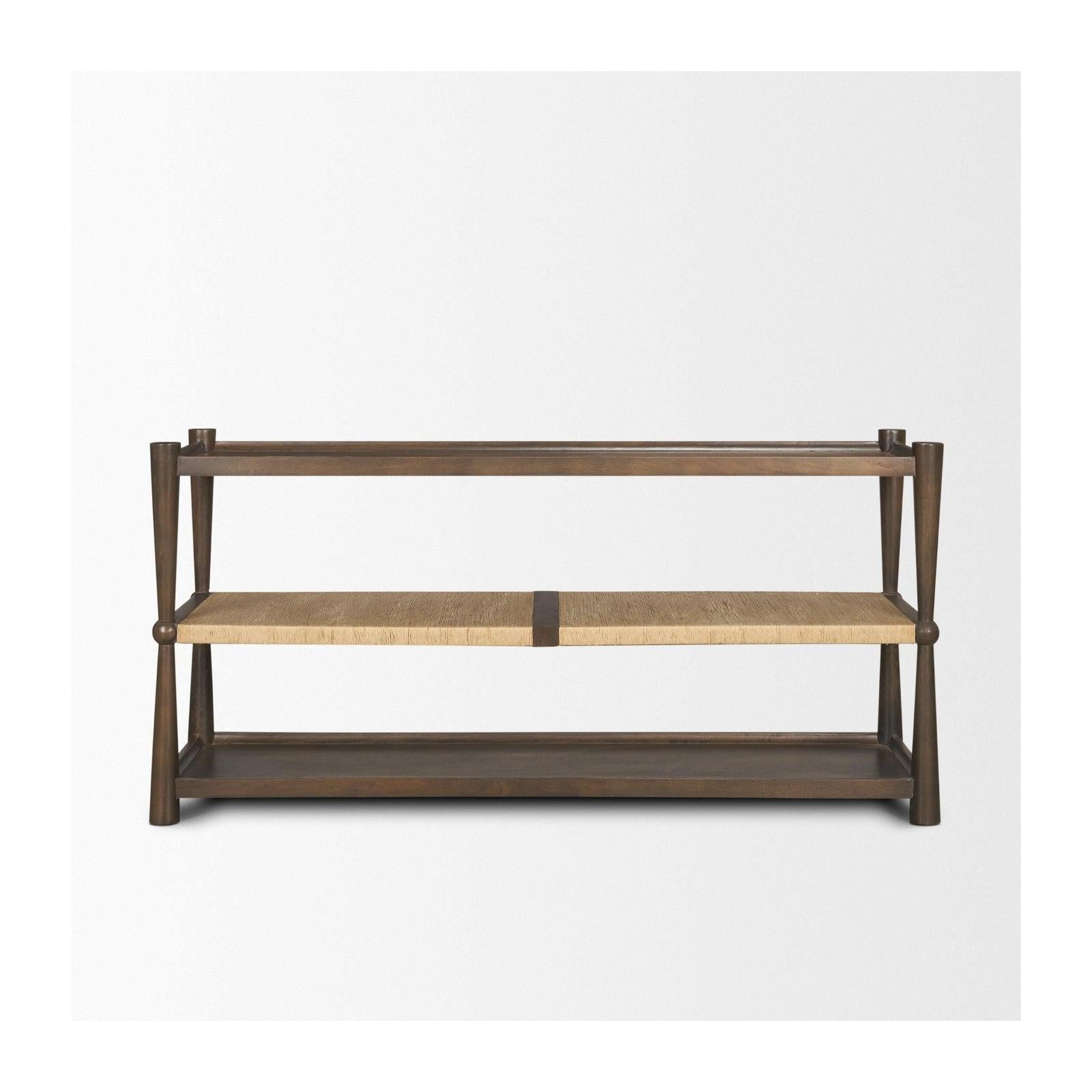 Mercana Bondi Dark Paper Rope Shelf Console Table
