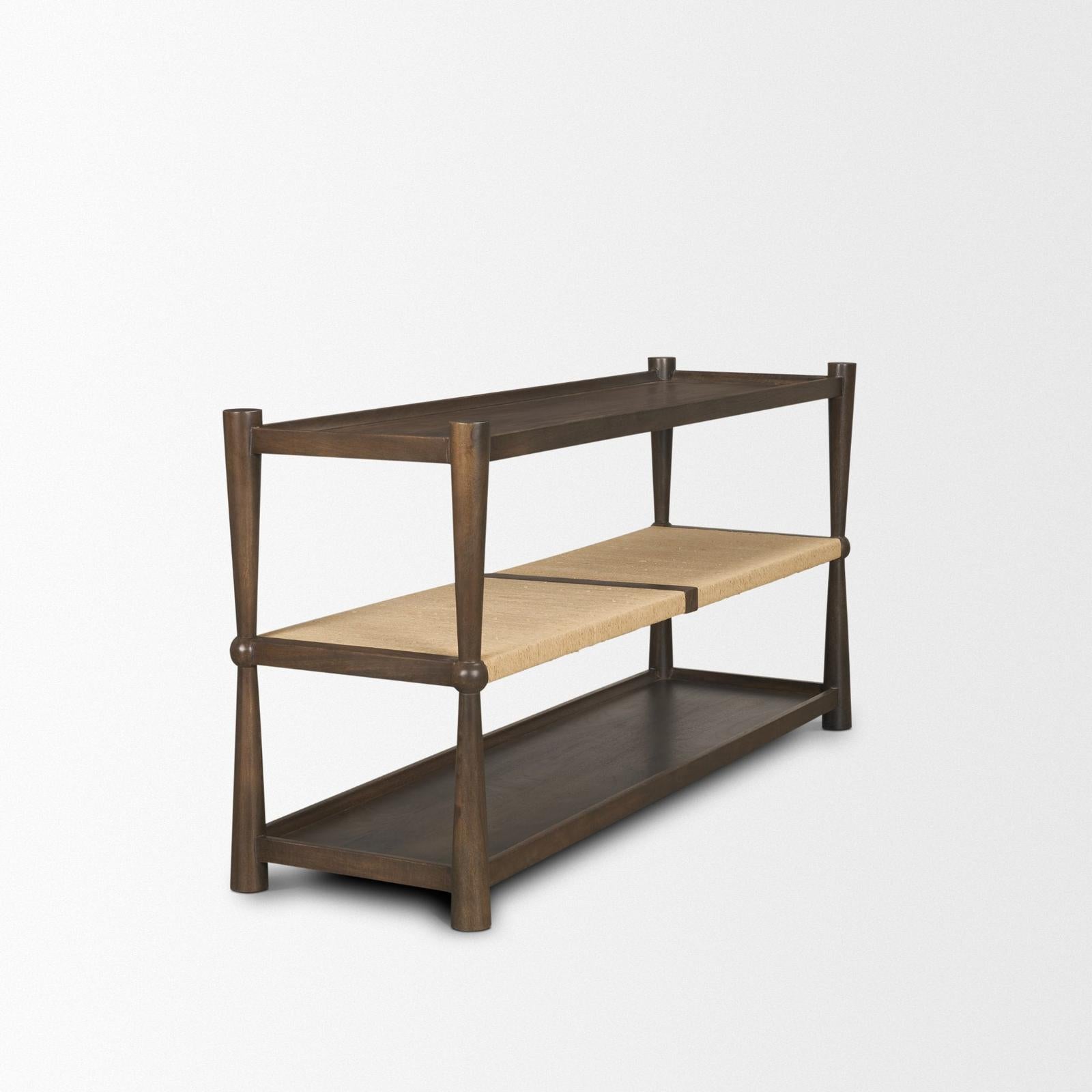 Mercana Bondi Dark Paper Rope Shelf Console Table