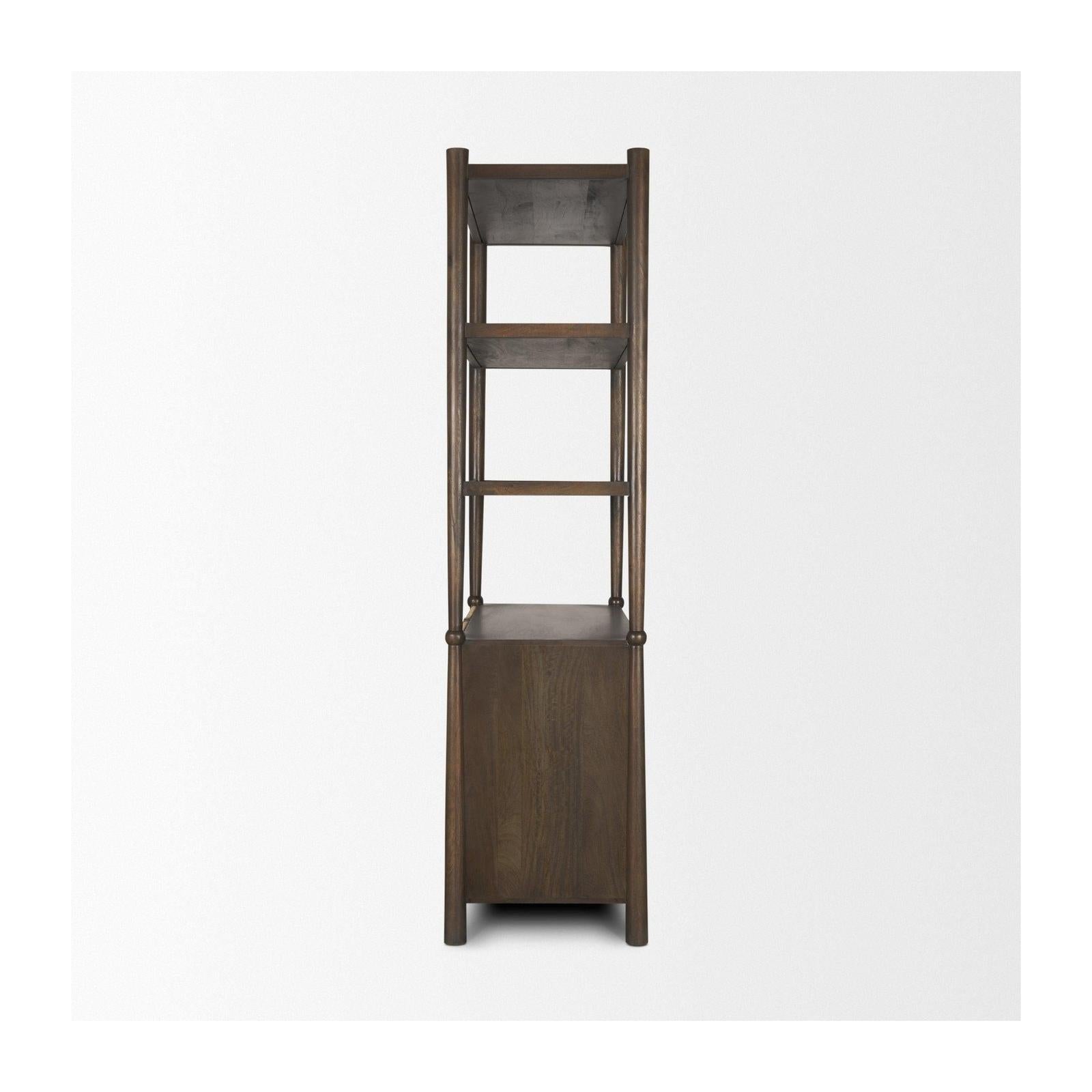Mercana Bondi 2 Door Open Dark Brown Wood w/ Paper Rope Shelving Unit