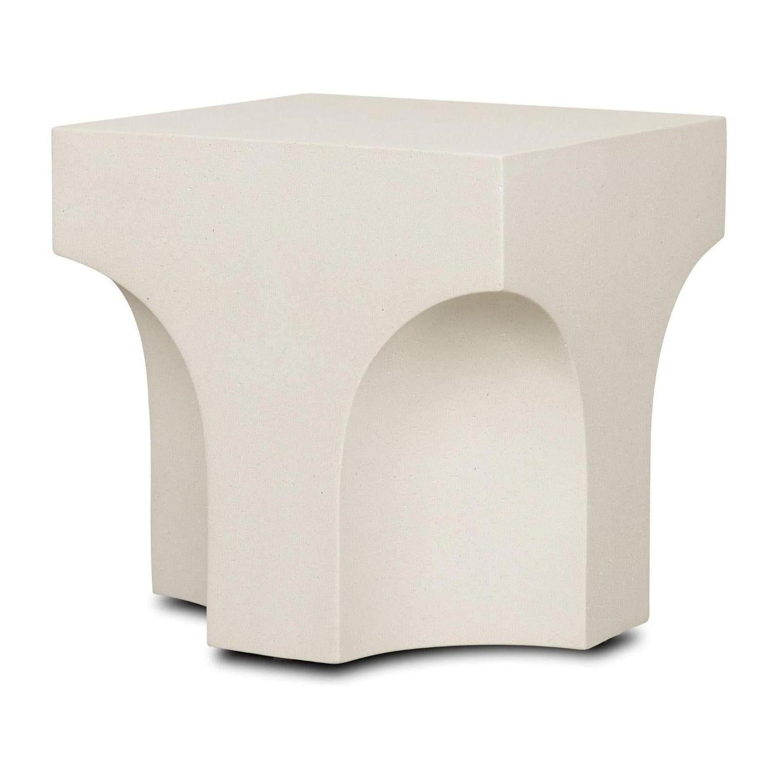 Mercana Bunda Square Sculptural Stone Finish Accent Table