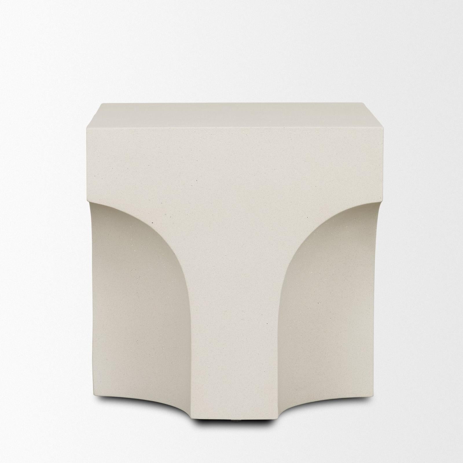 Mercana Bunda Square Sculptural Stone Finish Accent Table