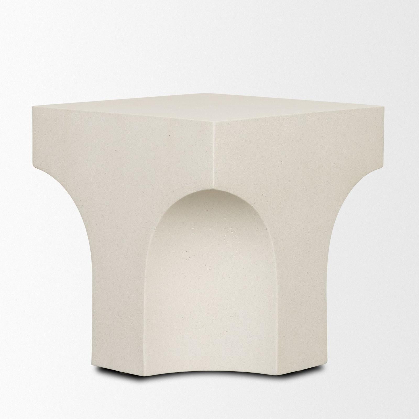 Mercana Bunda Square Sculptural Stone Finish Accent Table