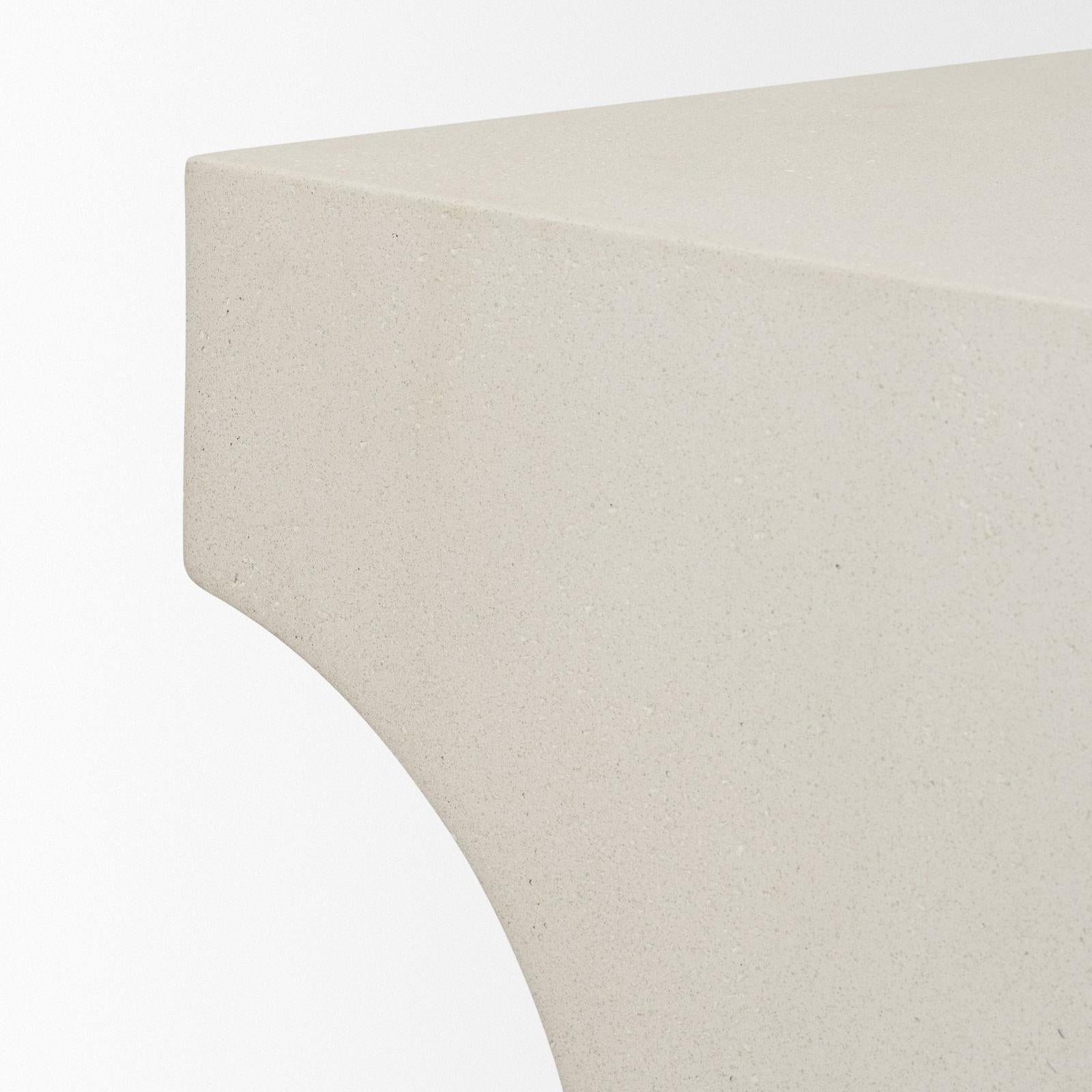 Mercana Bunda Square Sculptural Stone Finish Accent Table