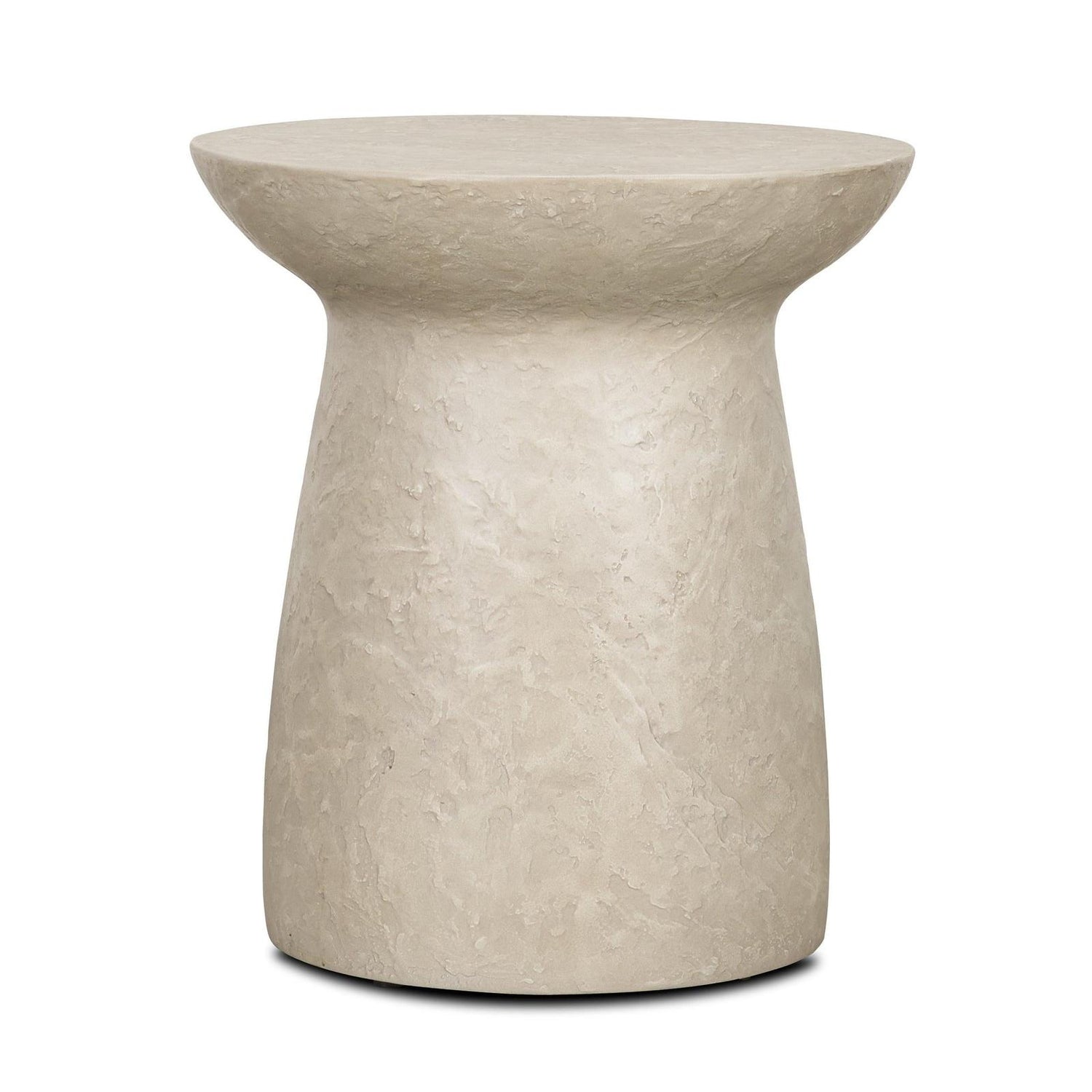 Mercana Mesa Round Stone Finish Pillar Accent Table