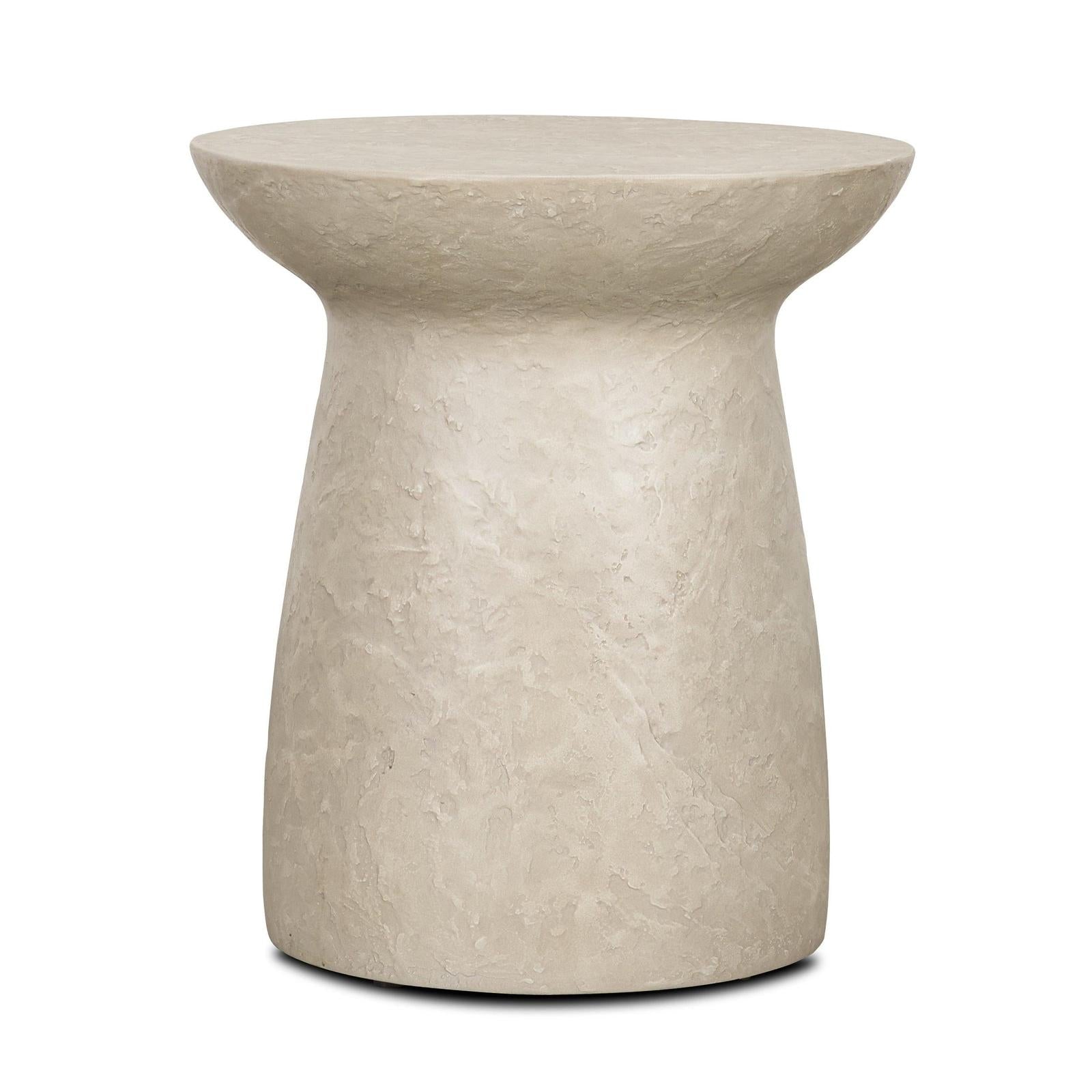 Mercana Mesa Round Stone Finish Pillar Accent Table