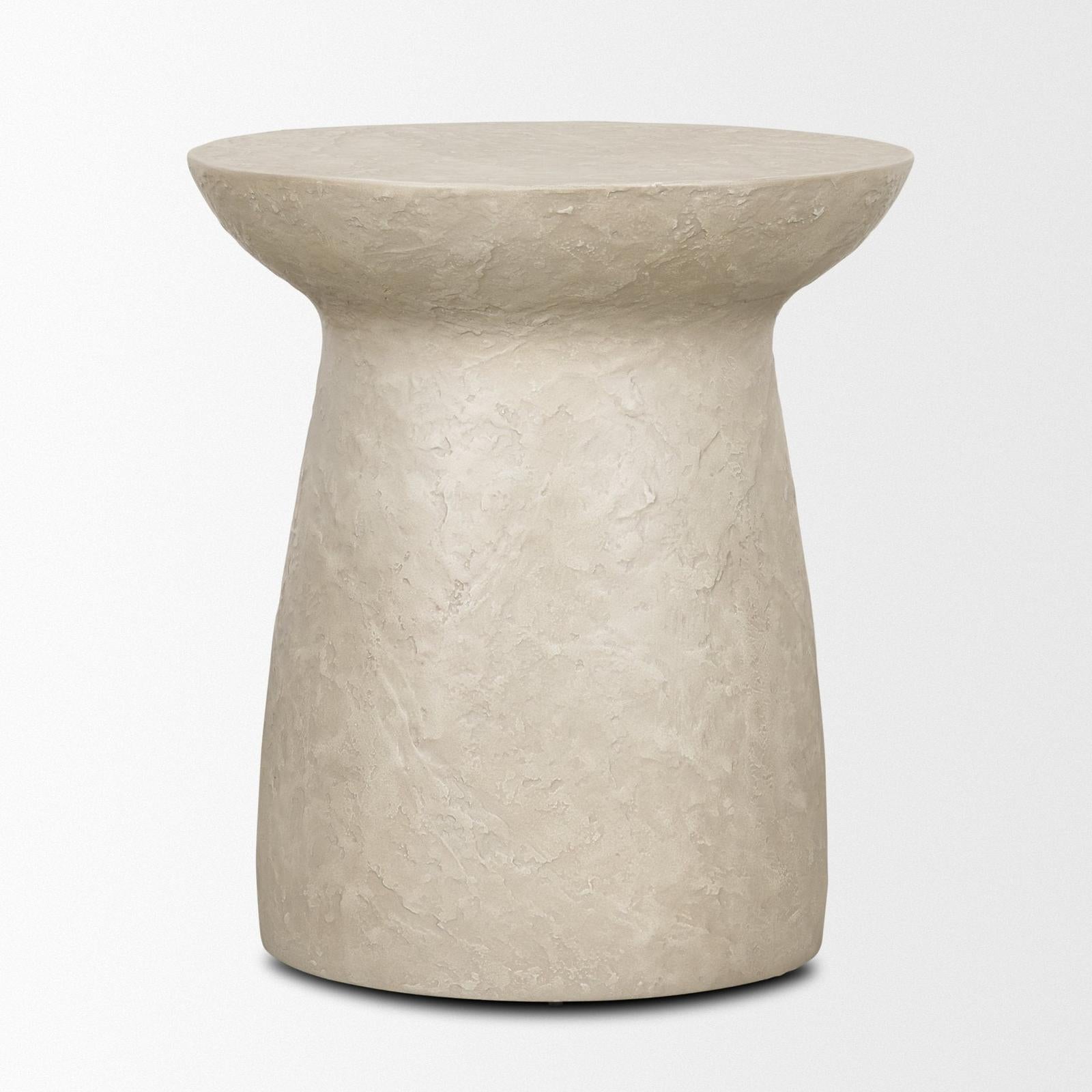 Mercana Mesa Round Stone Finish Pillar Accent Table