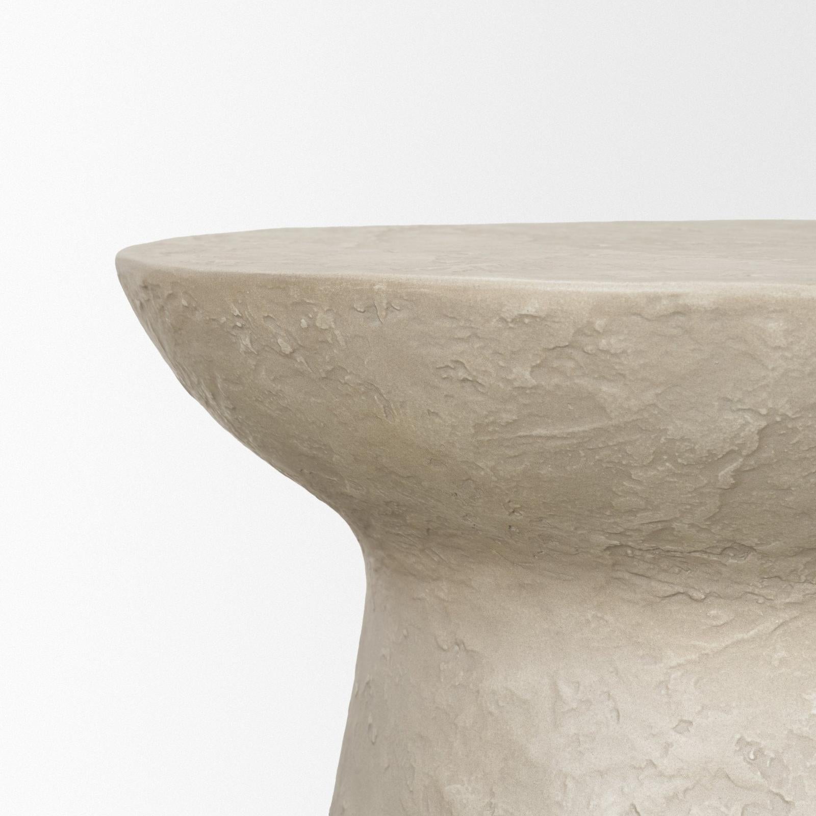 Mercana Mesa Round Stone Finish Pillar Accent Table