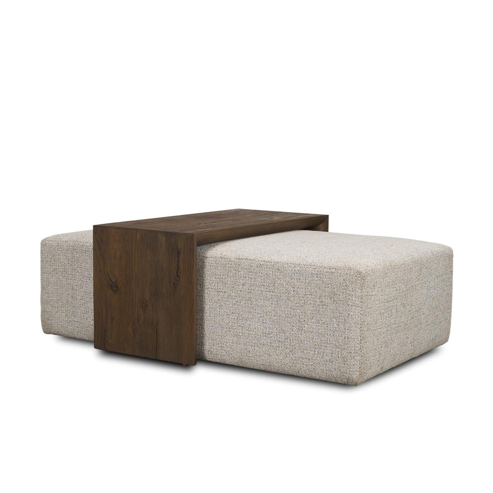 Mercana Trayden Gray Fabric w/ Brown Slider Top Coffee Table