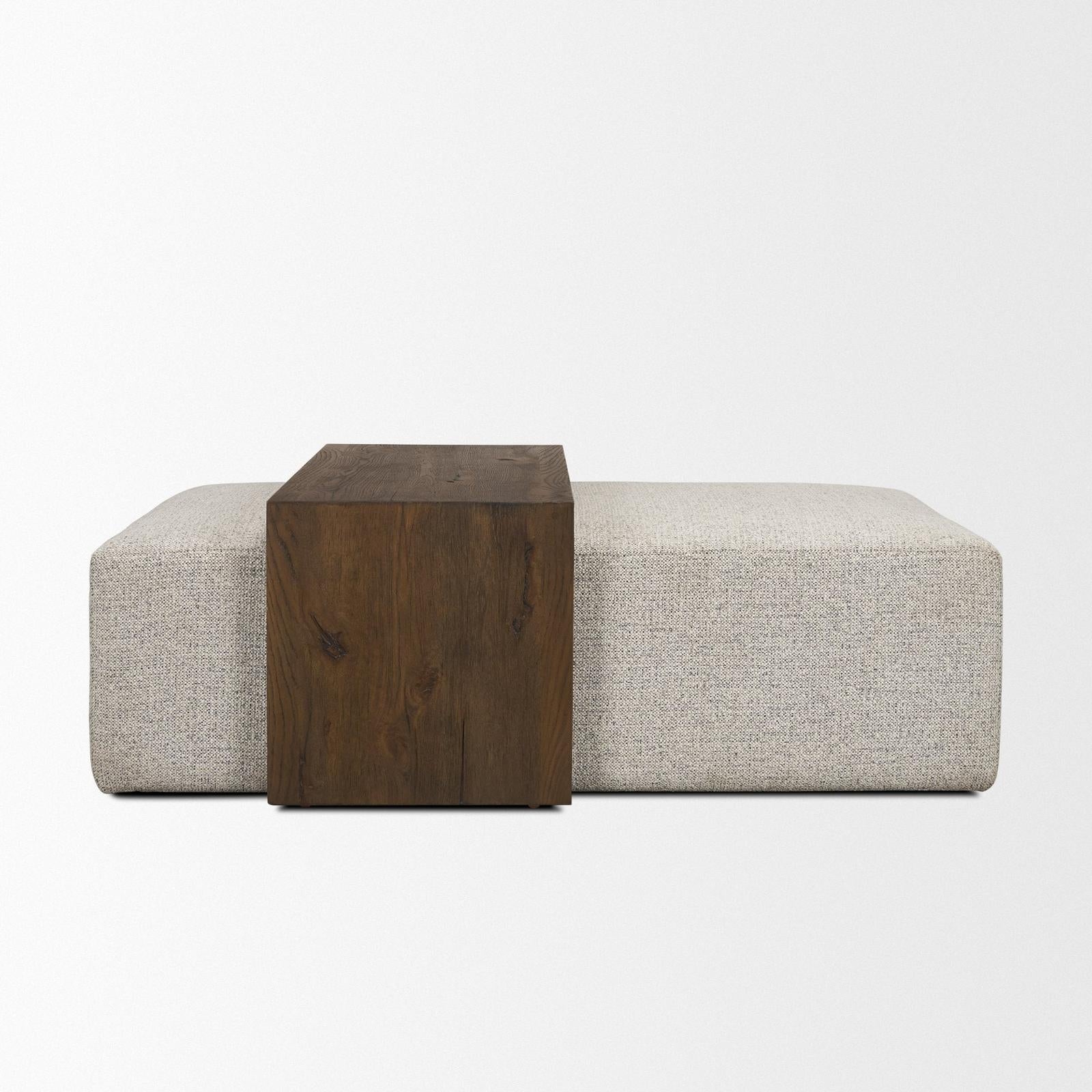 Mercana Trayden Gray Fabric w/ Brown Slider Top Coffee Table