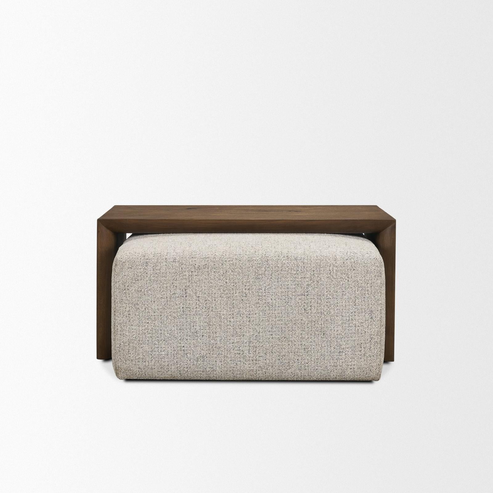 Mercana Trayden Gray Fabric w/ Brown Slider Top Coffee Table