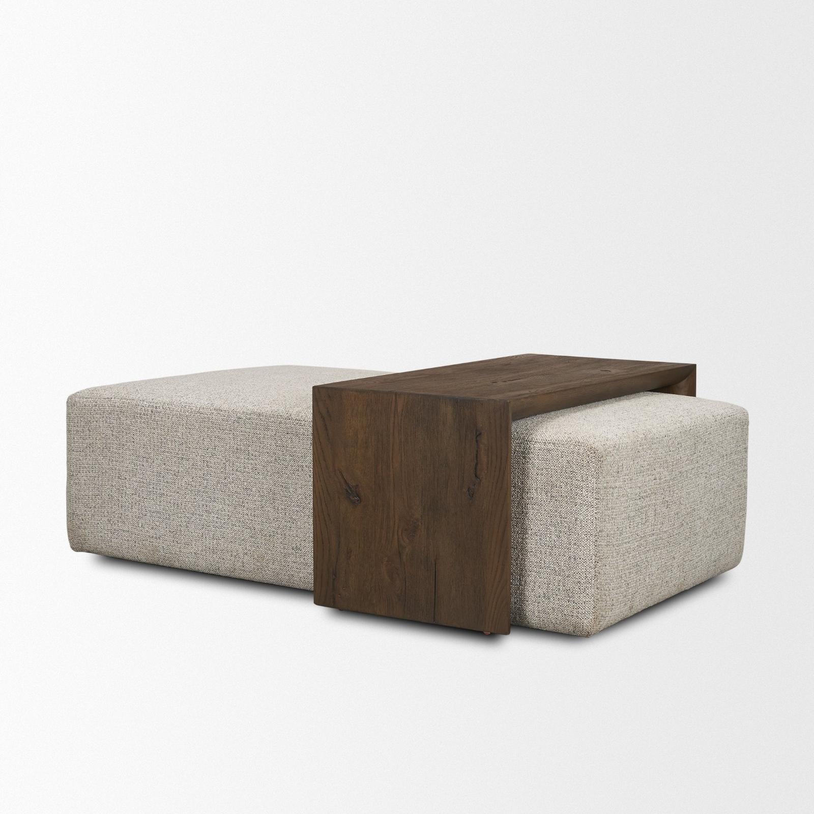 Mercana Trayden Gray Fabric w/ Brown Slider Top Coffee Table