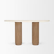 Mercana Marbrello Marble Top  Fluted Wood Half Moon Console Table