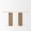 Mercana Marbrello Marble Top  Fluted Wood Half Moon Console Table