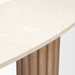 Mercana Marbrello Marble Top  Fluted Wood Half Moon Console Table