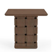 Mercana Trellyn Wood w/ Carved Woven Base Square Accent Table