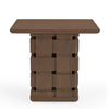 Mercana Trellyn Wood w/ Carved Woven Base Square Accent Table
