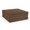 Mercana Trellyn Dark Brown Wood w/ Carved Woven Base Square Coffee Table