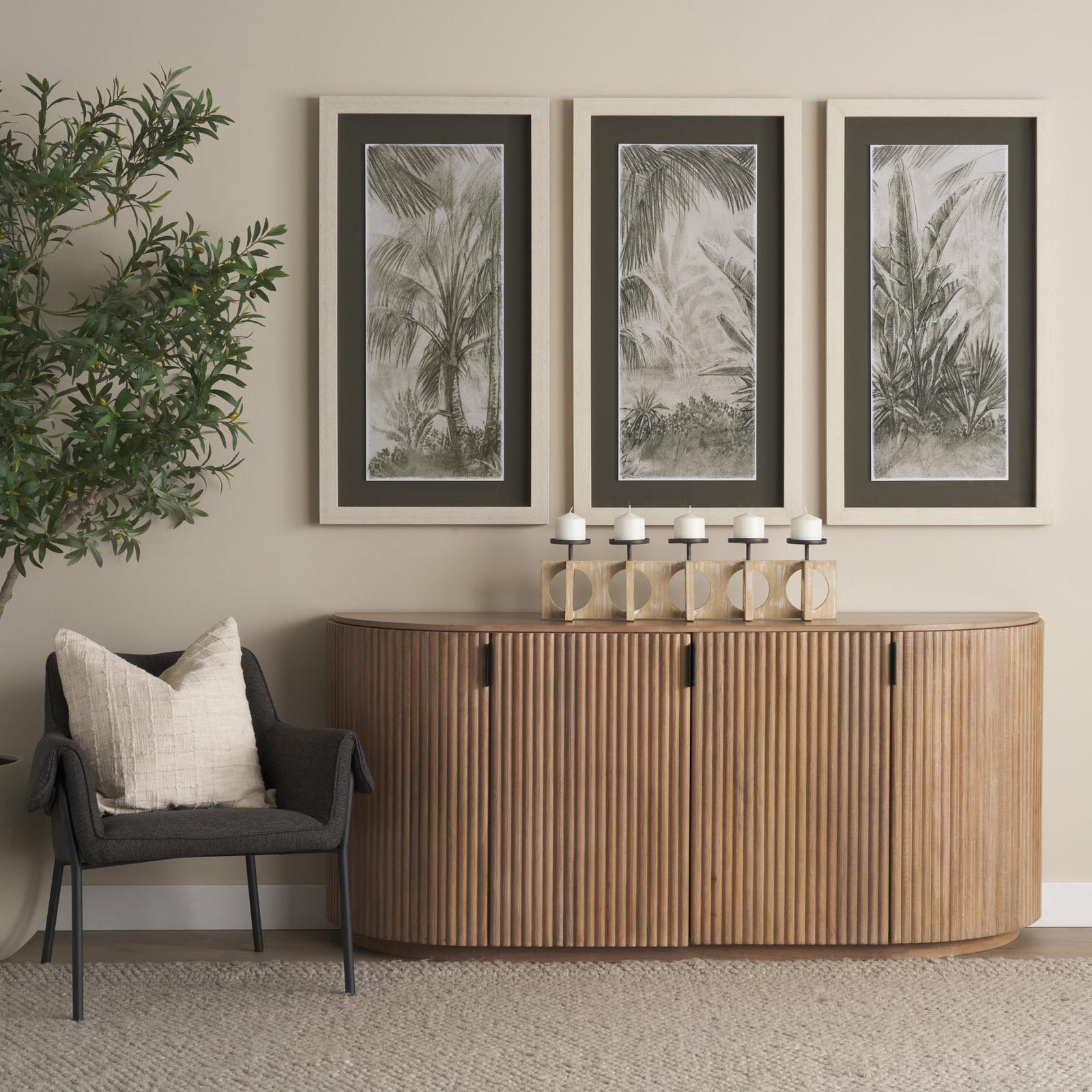 Mercana Cambie Natural Wood W/Black Metal Candle Holders Clearance