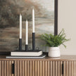 Mercana Noir Matte Black Metal Candle Holders-Set of 3