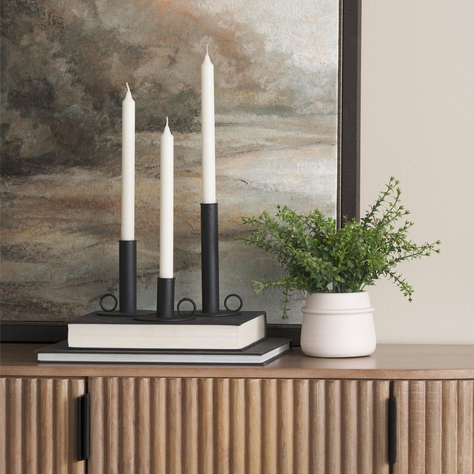 Mercana Noir Matte Black Metal Candle Holders-Set of 3