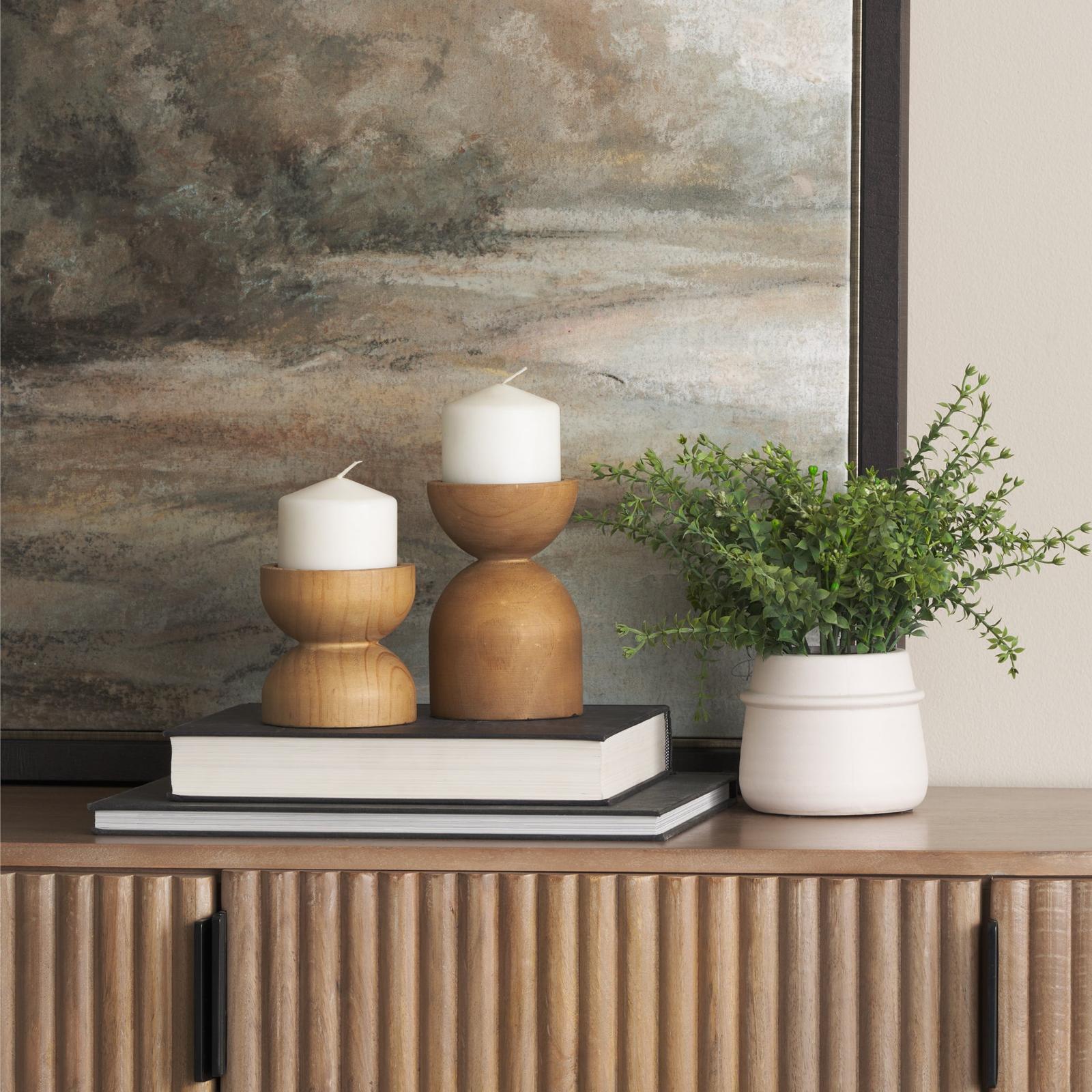 Mercana Aleena Wooden Candle Holder - Set of 2