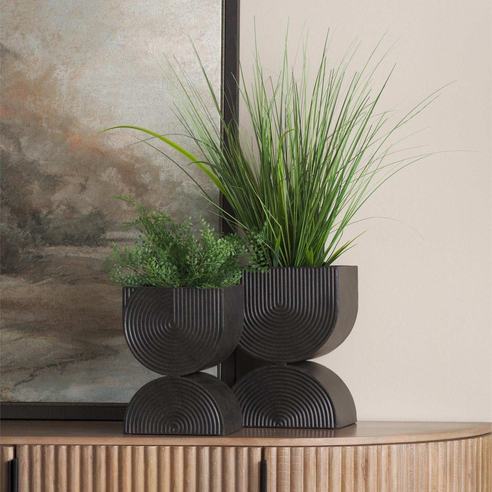 Mercana Medina Antiqued Black Metal Planters - Set of 2 Clearance
