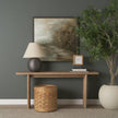 Mercana Renaya Light Brown Wood w/ Matte Black Metal Base Table Clock