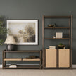 Mercana Bondi 2 Door Open Dark Brown Wood w/ Paper Rope Shelving Unit